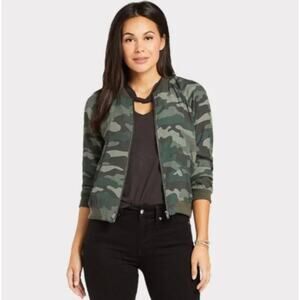 BB Dakota Can't See Me Green Camo Bomber Full Zip Jacket Size Medium